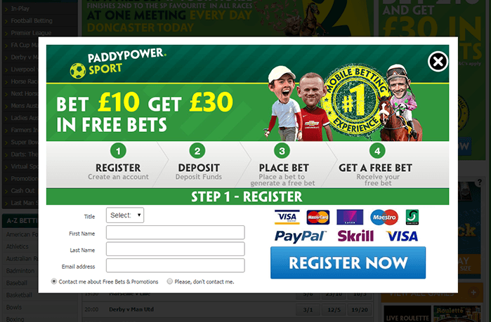 Register for a Paddy Power Account