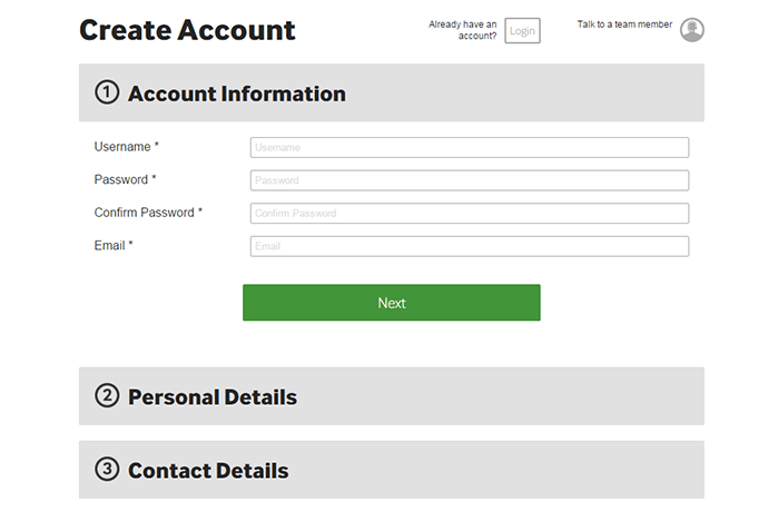 Start the Account Registration at Betway
